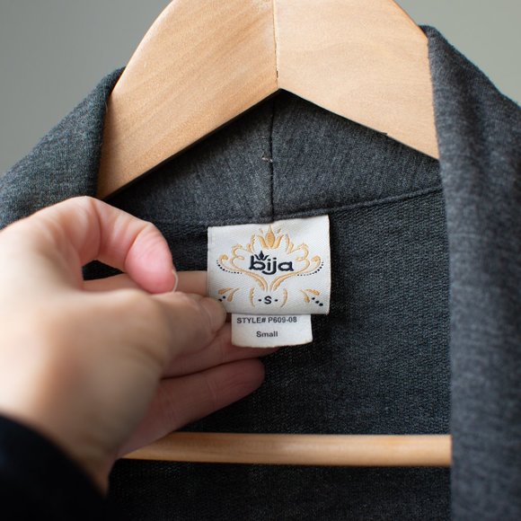 Bija Grey cotton tie sweater/jacket SZ small - Picture 10 of 11